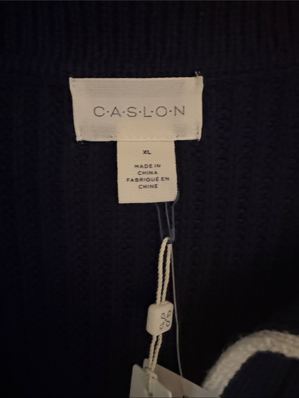 Caslon Navy V-Neck Polo Sweater with White Trim - Picture 2 of 7